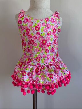 Nicole Miller Kids One-Piece Swimsuit in Hot Pink, Lime Green, White Floral